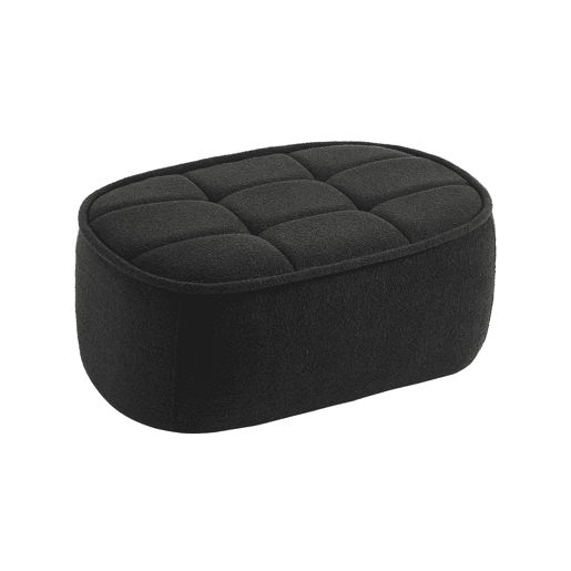 Cadeirão boucle texturizada 1 lugar + descanso para pés, Boni, Preto, 93x104x85 cm