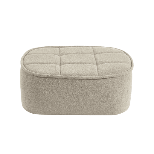 Pouf, apoio para pés para poltrona 1 lugar Boni bouclette texturada, Boni, Beige, 91x63x40 cm