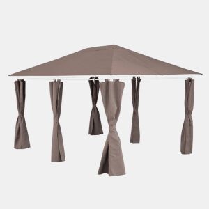 Dossel e cortinas para gazebo, Divio 3x4m, Cobertura de telhado + Cortinas para pérgola Divio, Taupe, 299x299x183 cm