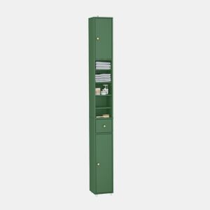 SoBuy Armário de Banheiro Estreito 20x20x180 cm Verde com Gaveta e Prateleiras Ajustáveis BZR34-II-SY