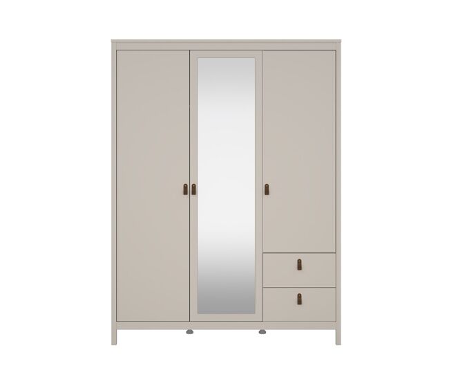 Armario 3 puertas (1 con espejo) y 2 cajones blanco l150 cm - barcelone