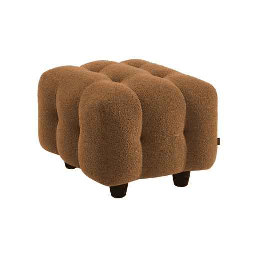 Pouf, banquinho boucle texturada para sofá 2 lugares, Leon boucle, Mostarda, 69x59x48 cm