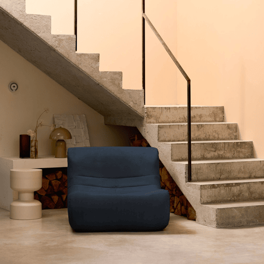 Módulo de sofá modular em tecido veludo, 1 lugar, Sokol veludo, Azul escuro, 91x105x72 cm