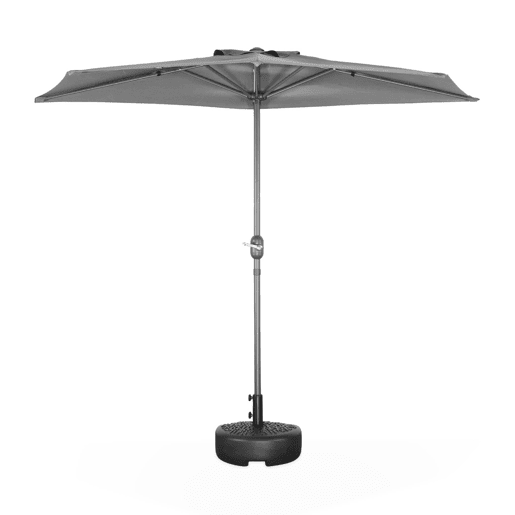 Meio guarda-chuva para varanda 2,5m, Calvi, Cinza, 250x250x228 cm