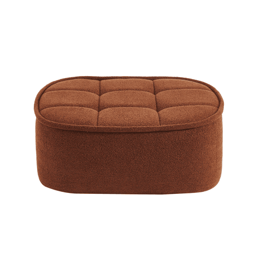 Pouf, apoio para pés para poltrona 1 lugar Boni bouclette texturada, Boni, Terracota, 91x63x40 cm