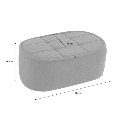 Pouf, apoio para pés para poltrona 1 lugar Boni bouclette texturada, Boni, Verde caqui, 91x63x40 cm