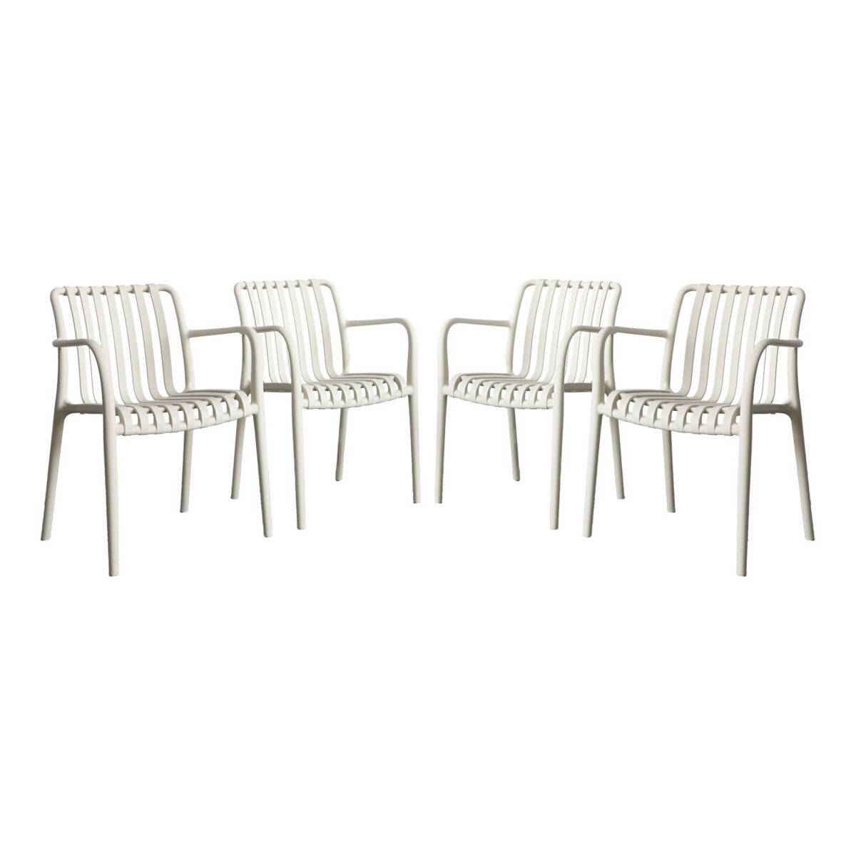 Sillón de jardín con diseño lineal, set de 4
