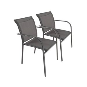 Cadeira de jardim em alumínio e textileno, set de 2, Milena, Antracite, 84x62x55.5 cm