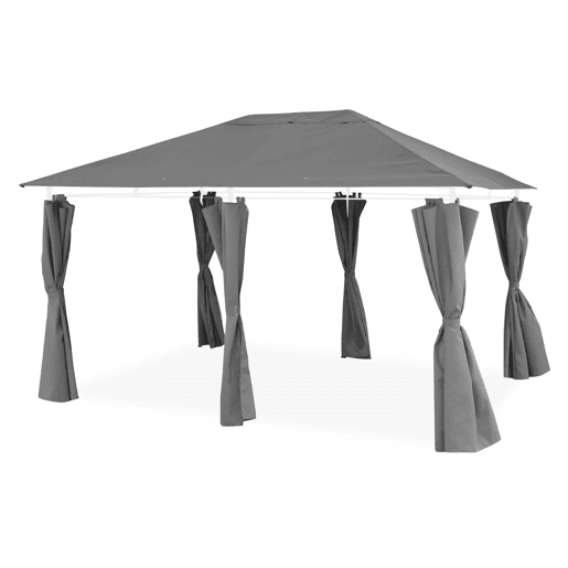 Dossel e cortinas para gazebo, Divio 3x4m, Cobertura de telhado + Cortinas para pérgola Divio, Cinza, 299x299x183 cm