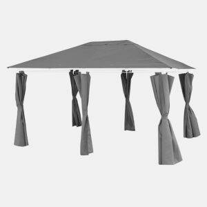 Dossel e cortinas para gazebo, Divio 3x4m, Cobertura de telhado + Cortinas para pérgola Divio, Cinza, 299x299x183 cm