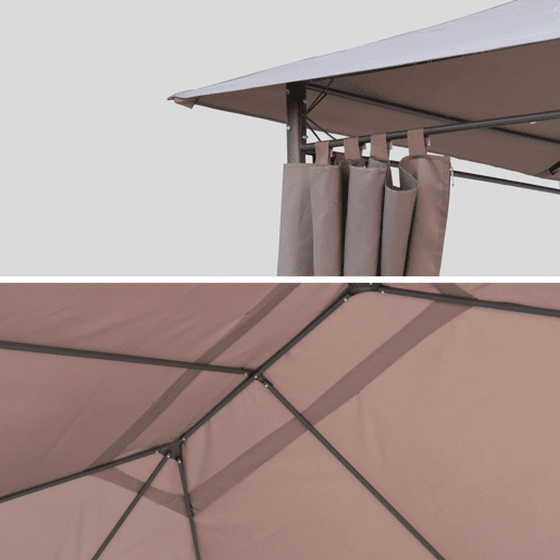 Cobertura de pérgola 3x3m, Cobertura de telhado para pérgola Divio, Taupe, 399x299x299 cm