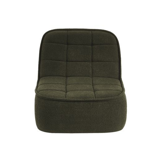 Cadeira confortável em boucle texturizado, 1 lugar, Boni, Verde caqui, 93x104x85 cm