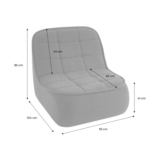 Cadeira confortável em boucle texturizado, 1 lugar, Boni, Branco sujo, 93x104x85 cm Cadeira confortável em boucle texturizado, 1 lugar, Boni, Branco sujo, 93x104x85 cm