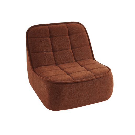 Cadeira confortável em boucle texturizado, 1 lugar, Boni, Terracota, 93x104x85 cm