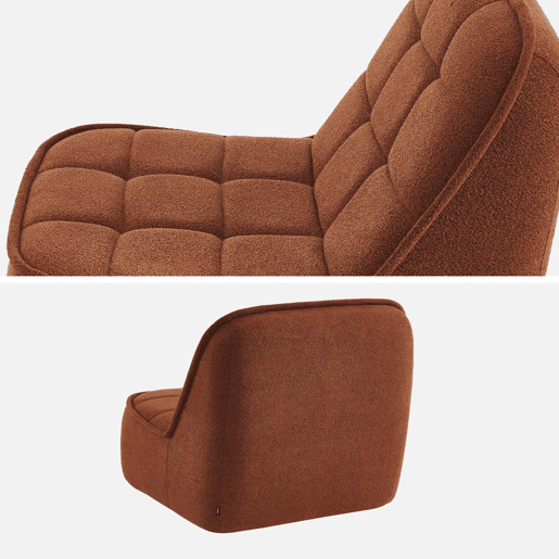 Cadeira confortável em boucle texturizado, 1 lugar, Boni, Terracota, 93x104x85 cm