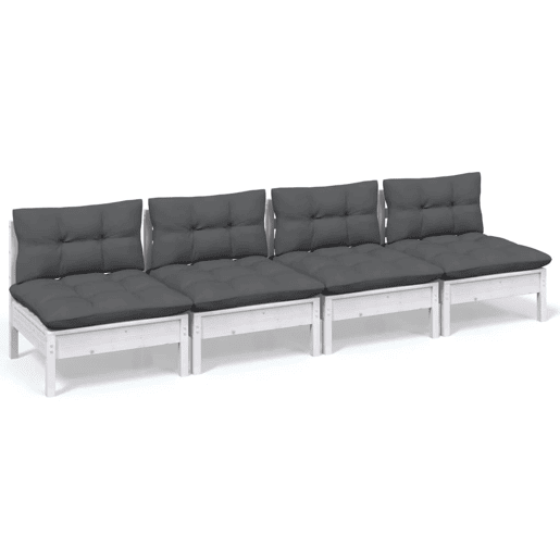 vidaXL Sofá de jardim 4 lugares com almofadões antracite pinho maciço vidaXL Sofá de jardim 4 lugares com almofadões antracite pinho maciço