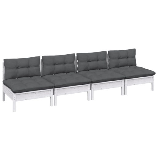 vidaXL Sofá de jardim 4 lugares com almofadões antracite pinho maciço vidaXL Sofá de jardim 4 lugares com almofadões antracite pinho maciço