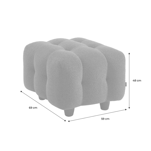 Pouf, banquinho boucle texturada para sofá 2 lugares, Leon boucle, Terracota, 69x59x48 cm