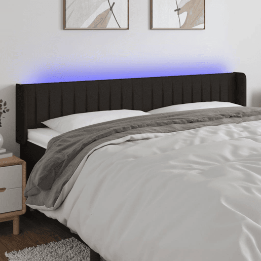 vidaXL Cabeceira de cama c luzes LED tecido 163x16x7888 cm preto