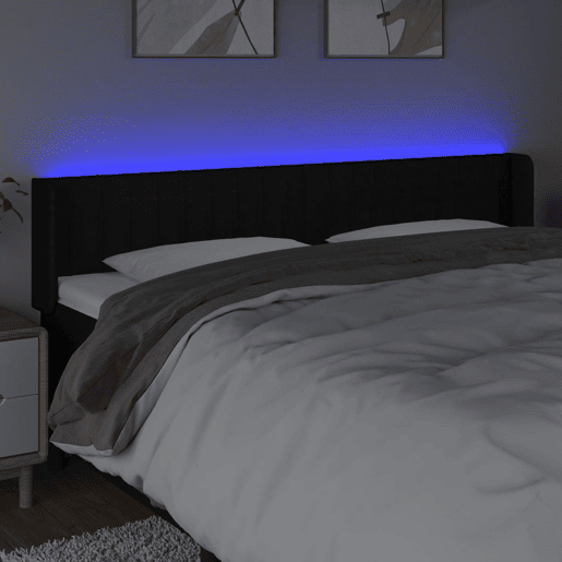 vidaXL Cabeceira de cama c luzes LED tecido 163x16x7888 cm preto