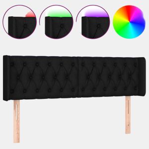 vidaXL Cabeceira de cama c luzes LED tecido 163x16x7888 cm preto