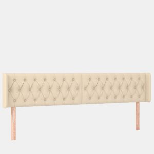 vidaXL Cabeceira de cama c luzes LED tecido 203x16x7888 cm cor creme