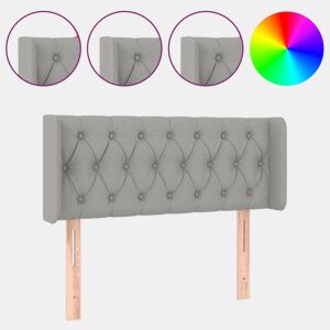 vidaXL Cabeceira de cama c luzes LED tecido 93x16x7888cm cinza-claro