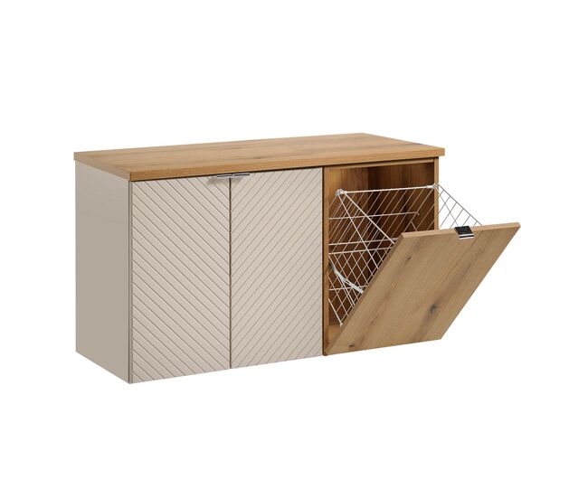 Mueble bajo lavabo 100cm 2 puertas cesto de ropa manoa cachemira y madera