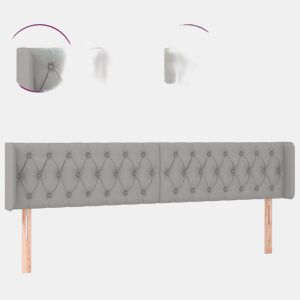 vidaXL Cabeceira cama c luzes LED tecido 203x16x7888 cm cinza-claro