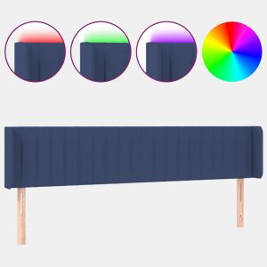 vidaXL Cabeceira de cama c luzes LED tecido 163x16x7888 cm azul