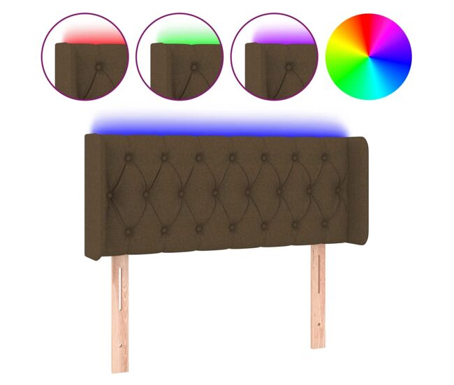 Vidaxl cabecero con led de tela marrón oscuro 93x16x78/88 cm