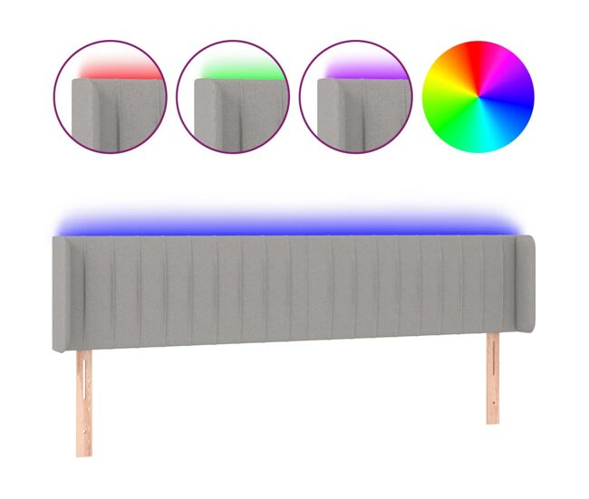 Vidaxl cabecero con led de tela gris claro 203x16x78/88 cm