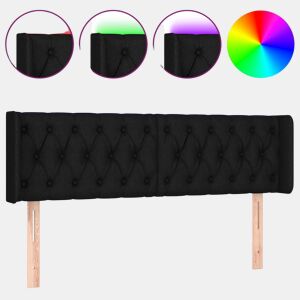 vidaXL Cabeceira de cama c luzes LED tecido 147x16x7888 cm preto