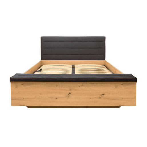 Cama baú 160x200 com banco e base incluída Glenn Madeira e Preto