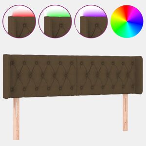vidaXL Cabeceira de cama c luzes LED tecido 163x16x7888 cm castanho