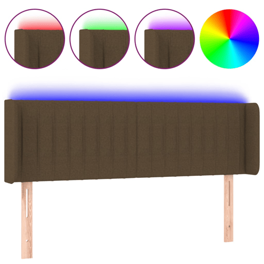 vidaXL Cabeceira de cama c luzes LED tecido 147x16x7888 cm castanho vidaXL Cabeceira de cama c luzes LED tecido 147x16x7888 cm castanho