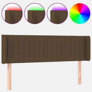 vidaXL Cabeceira de cama c luzes LED tecido 147x16x7888 cm castanho