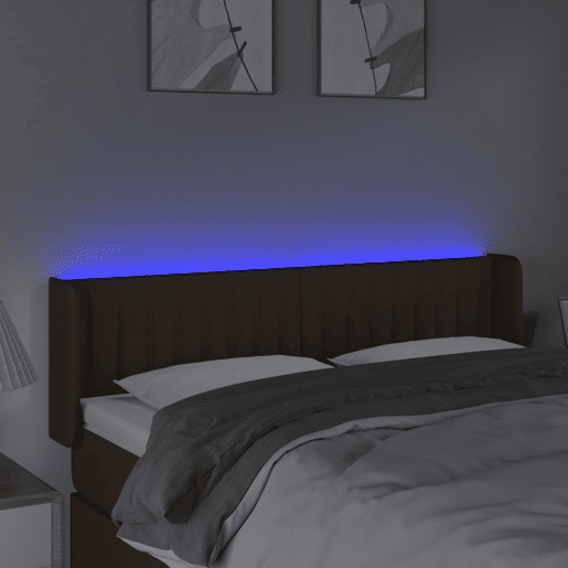 vidaXL Cabeceira de cama c luzes LED tecido 147x16x7888 cm castanho vidaXL Cabeceira de cama c luzes LED tecido 147x16x7888 cm castanho
