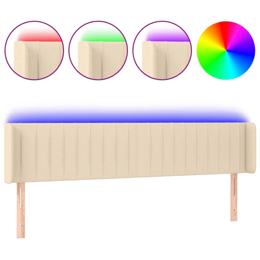 vidaXL Cabeceira de cama c luzes LED tecido 163x16x7888 cm cor creme vidaXL Cabeceira de cama c luzes LED tecido 163x16x7888 cm cor creme