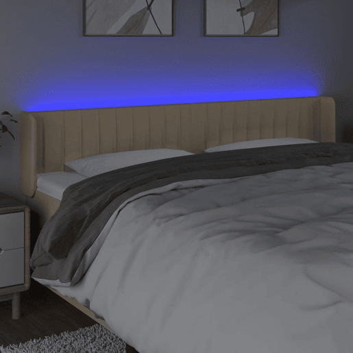 vidaXL Cabeceira de cama c luzes LED tecido 163x16x7888 cm cor creme vidaXL Cabeceira de cama c luzes LED tecido 163x16x7888 cm cor creme