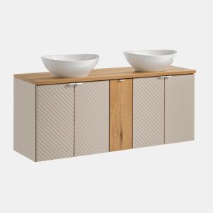 Móvel de lavatório duplo 140cm 5 portas Manoa Caxemira e Madeira