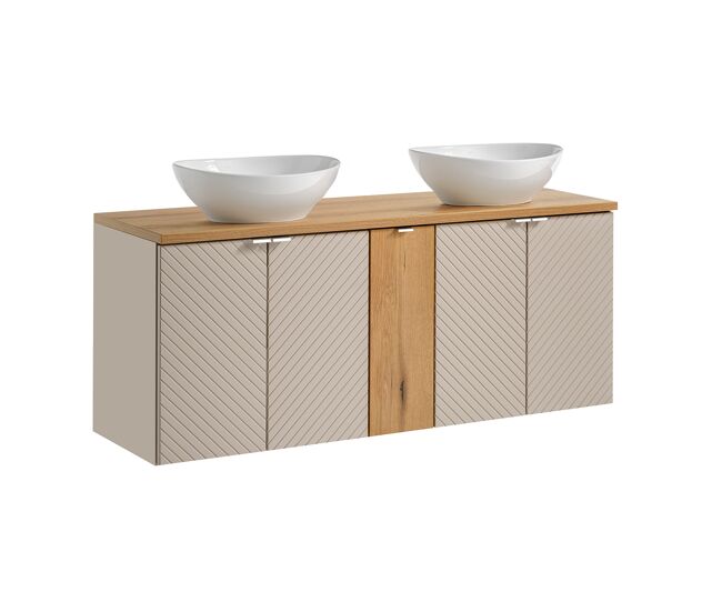 Mueble lavabo doble 140cm 5 puertas manoa cachemira y madera