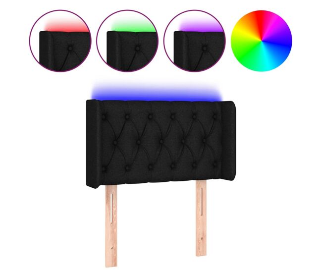 Vidaxl cabecero con led de tela negro 83x16x78/88 cm