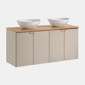 Móvel de lavatório duplo 120cm 4 portas Manoa Caxemira e Madeira