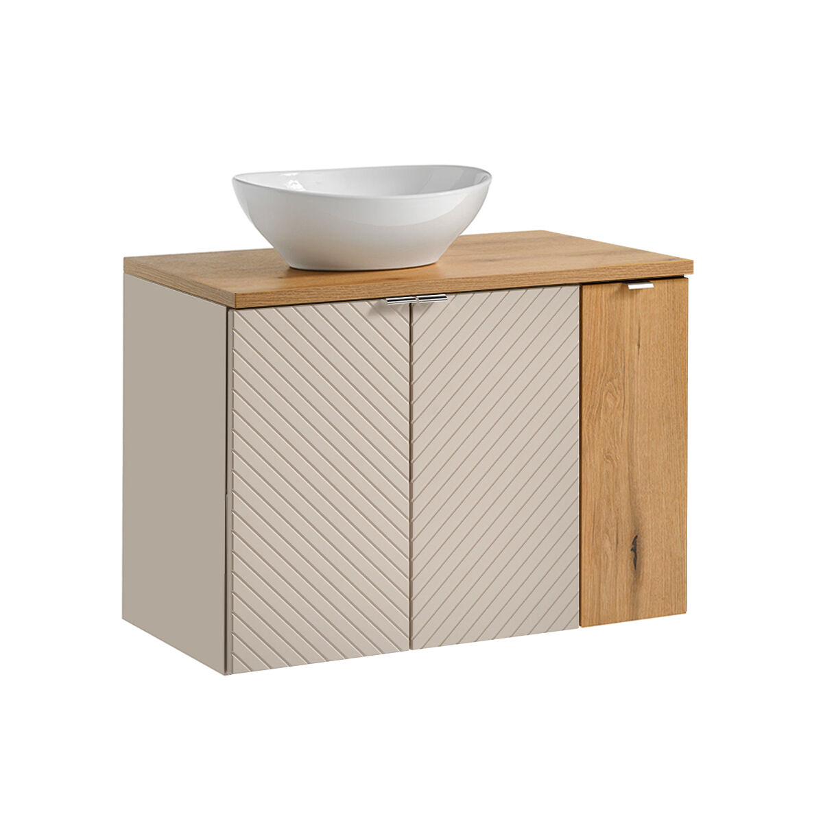 Mueble lavabo individual 80cm 3 puertas manoa cachemira y madera
