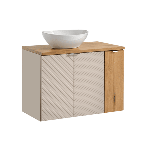 Móvel de casa de banho simples Manoa Caxemira e Madeira 80cm 3 portas