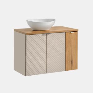 Móvel de casa de banho simples Manoa Caxemira e Madeira 80cm 3 portas