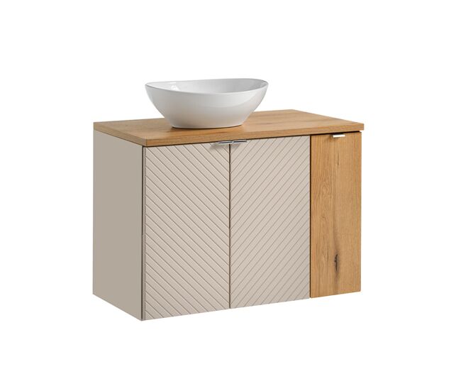 Mueble lavabo individual 80cm 3 puertas manoa cachemira y madera