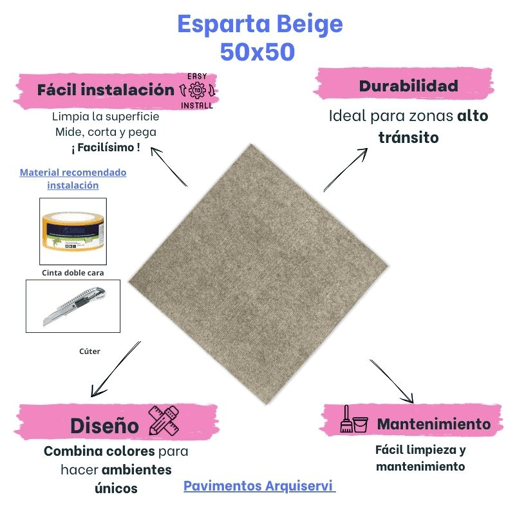Alcatifa em placa Báltica Bege 50x50 cm