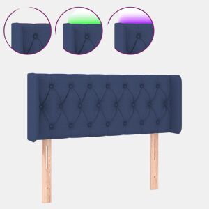 vidaXL Cabeceira de cama c luzes LED tecido 93x16x7888 cm azul